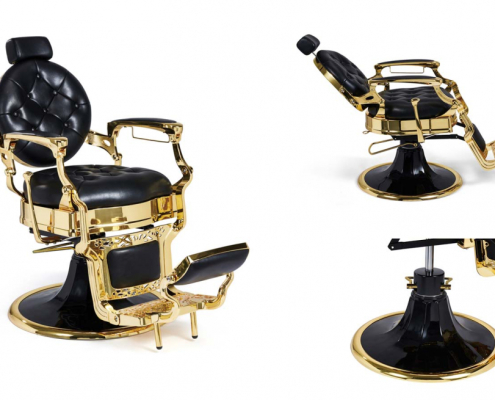 Sillón de barbero negro y dorado - CABA-04