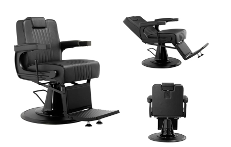 sillón de barbería negro robusto