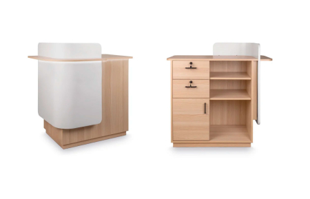 mueble de recepción pequeño para peluquería