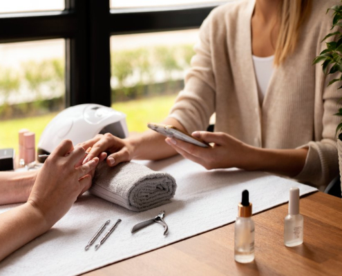Mesa de manicura profesional para centro de estética